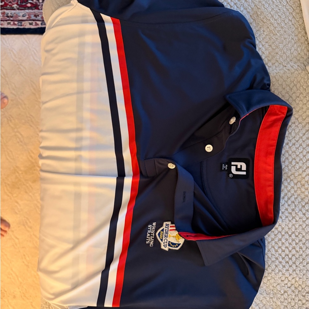 FootJoy Men's Polo in Navy with Red and White Accents